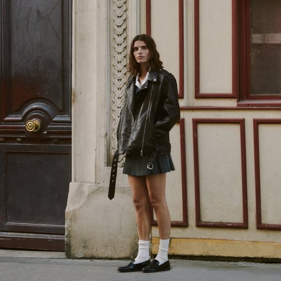 NWT ZARA WASHED FAUX LEATHER OVERSIZED BIKER JACKET DARK BROWN - Picture 5 of 11